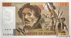 100 Francs DELACROIX modifié FRANCE  1982 F.69.06