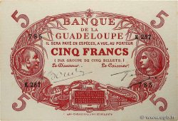 5 Francs Cabasson rouge GUADELOUPE  1945 P.07e UNC-