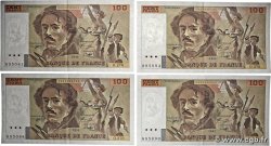 100 Francs DELACROIX 442-1 & 442-2 Lot FRANCE  1995 F.69ter.02b