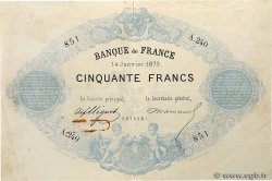 50 Francs type 1868 - Bleu à indices Noirs FRANCE  1873 F.A38.07 pr.TTB