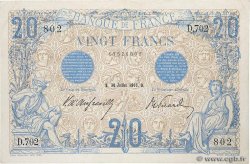 20 Francs BLEU FRANCE  1906 F.10.01 VF+