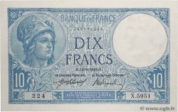 10 Francs MINERVE FRANCE  1918 F.06.03 UNC