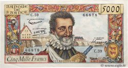 5000 Francs HENRI IV FRANCE  1958 F.49.07 XF-
