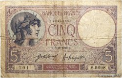 5 Francs FEMME CASQUÉE FRANCE  1920 F.03.04