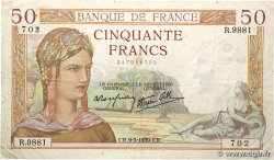 50 Francs CÉRÈS modifié FRANCE  1939 F.18.23
