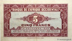 5 Francs AFRIQUE OCCIDENTALE FRANÇAISE (1895-1958)  1942 P.28b SUP