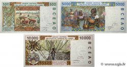 500, 5000 et 10000 Francs Lot WEST AFRIKANISCHE STAATEN  1998 P.410Dm, P.413Dj et P.414Df fST+