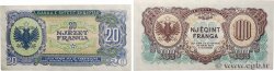 20 et 100 Franga Lot ALBANIEN  1945 P.16 et P.17 fST+