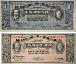 1 et 5 Pesos Lot MEXIQUE  1915 PS.0530b et PS.0532e