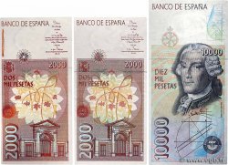 2000 et 10000 Pesetas Lot SPAIN  1992 P.162, P.164 et P.166 XF+
