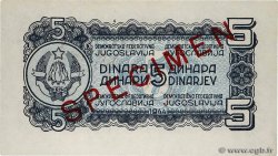 5 Dinara Spécimen YUGOSLAVIA  1944 P.049s UNC
