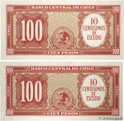 10 Centesimos sur 100 Pesos Lot CHILI  1960 P.127a pr.NEUF