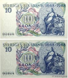 10 Kronor Lot SUÈDE  1968 P.56a