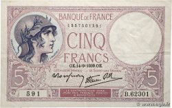 5 Francs FEMME CASQUÉE modifié FRANCE  1939 F.04.08