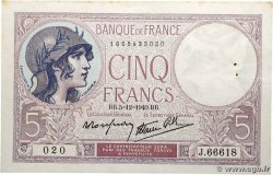 5 Francs FEMME CASQUÉE modifié FRANCE  1940 F.04.16