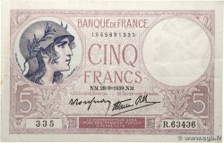5 Francs FEMME CASQUÉE modifié FRANCE  1939 F.04.10