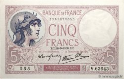 5 Francs FEMME CASQUÉE modifié FRANCE  1939 F.04.10