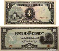 1 et 10 Pesos Lot PHILIPPINES  1942 P.108a et P.109a