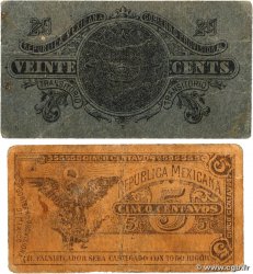 5 et 20 Centavos Lot MEXIQUE  1914 PS.0697 et PS.0699 TB