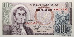 10 Pesos Oro Remplacement COLOMBIA  1980 P.407hr
