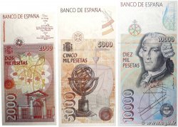 2000, 5000 et 10000 Pesetas Lot ESPAGNE  1992 P.162, P.165 et P.166 pr.NEUF