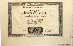 10 Livres filigrane républicain  FRANCE  1792 Ass.36b