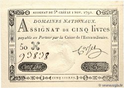 5 Livres FRANCE  1791 Ass.20a