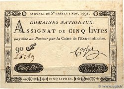5 Livres FRANCE  1791 Ass.20a