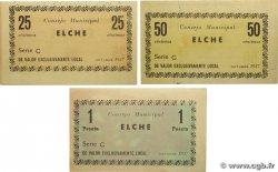 25 et 50 Centimes et 1 Peseta Lot SPAIN Elche 1937 P.- UNC-