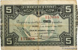 5 Pesetas SPAIN Bilbao 1937 PS.561c