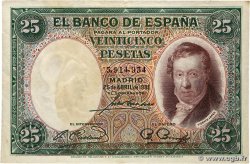 25 Pesetas SPAIN  1931 P.081