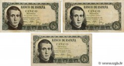 5 Pesetas Lot SPAIN  1951 P.140a