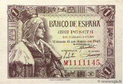 1 Peseta SPAIN  1945 P.128a