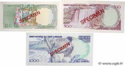 100, 500 et 1000 Dobras Spécimen SAO TOME E PRINCIPE  1989 P.060s, P.061s et P.062s UNC-