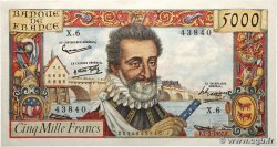 5000 Francs HENRI IV FRANKREICH  1957 F.49.01 VZ+