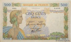 500 Francs LA PAIX FRANKREICH  1941 F.32.25