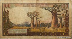 100 Francs - 20 Ariary MADAGASCAR  1966 P.057a VG