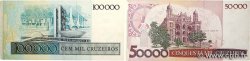 50 Cruzados sur 50000 Cruzeiros et 100 Cruzados sur 100000 Cruzeiros Remplacement BRASILIEN  1986 P.207ar et P.208ar fST