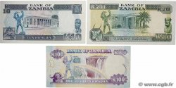 10, 20 et 100 Kwacha Lot ZAMBIE  1989 P.31b, P.32b et P.34a pr.NEUF