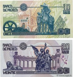 10 et 20 Nuevos Pesos Lot MEXICO  1992 P.099 et P.100 XF