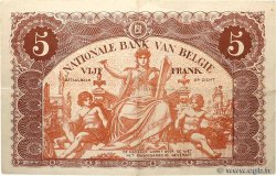 5 Francs BELGIEN  1914 P.074a VZ