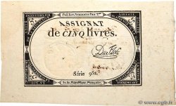 5 Livres Vérificateur FRANCE  1793 Ass.46v XF
