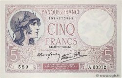 5 Francs FEMME CASQUÉE modifié FRANCE  1939 F.04.10