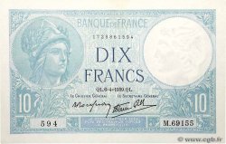 10 Francs MINERVE modifié FRANCE  1939 F.07.02 UNC-