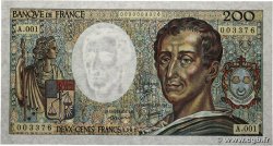 200 Francs MONTESQUIEU Petit numéro FRANKREICH  1981 F.70.01A1 ST