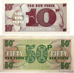 10 et 50 New Pence Lot ANGLETERRE  1972 P.M48 et P.M49 pr.NEUF