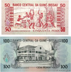 50 et 100 Pesos Lot GUINEA-BISSAU  1990 P.10 et P.11 ST