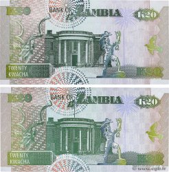 20 Kwacha Lot ZAMBIE  1992 P.36a et P.36b NEUF