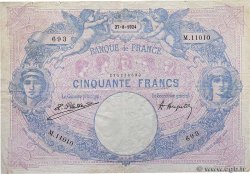 50 Francs BLEU ET ROSE FRANCIA  1924 F.14.37 BC