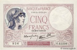 5 Francs FEMME CASQUÉE modifié FRANCE  1939 F.04.10